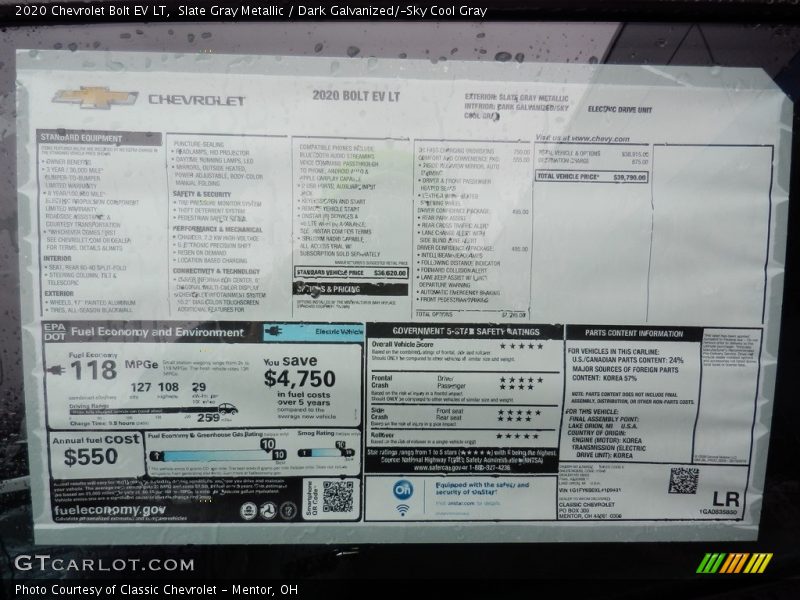  2020 Bolt EV LT Window Sticker