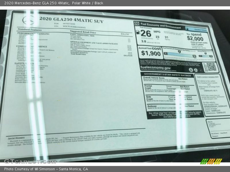 Polar White / Black 2020 Mercedes-Benz GLA 250 4Matic