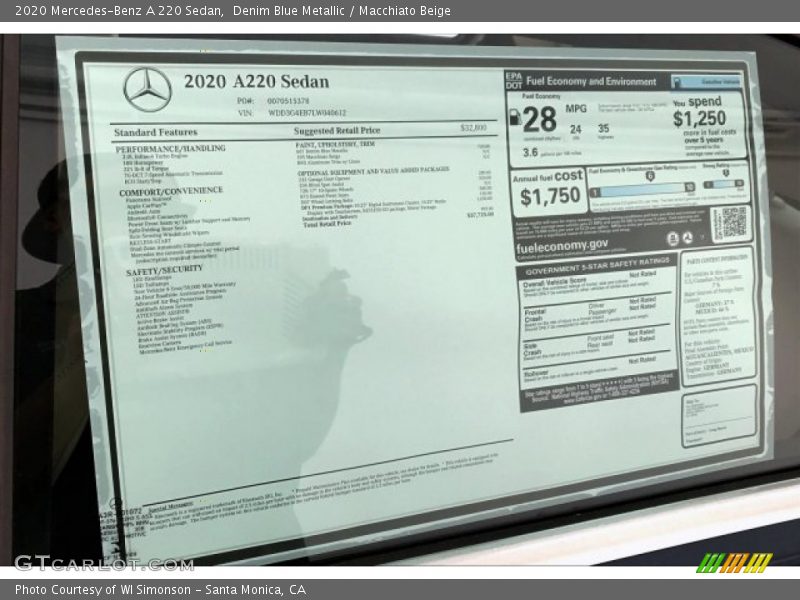 Denim Blue Metallic / Macchiato Beige 2020 Mercedes-Benz A 220 Sedan