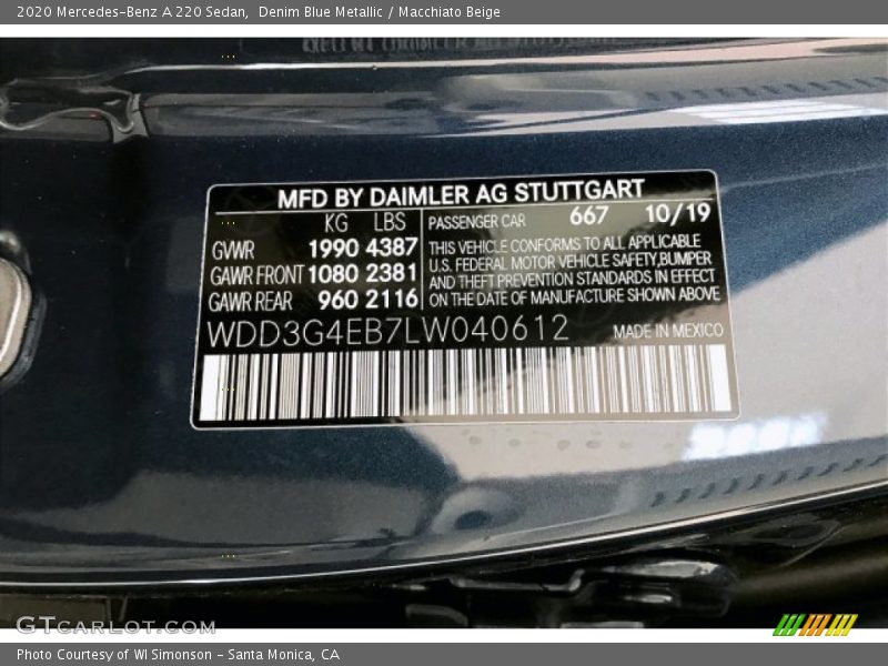 Denim Blue Metallic / Macchiato Beige 2020 Mercedes-Benz A 220 Sedan
