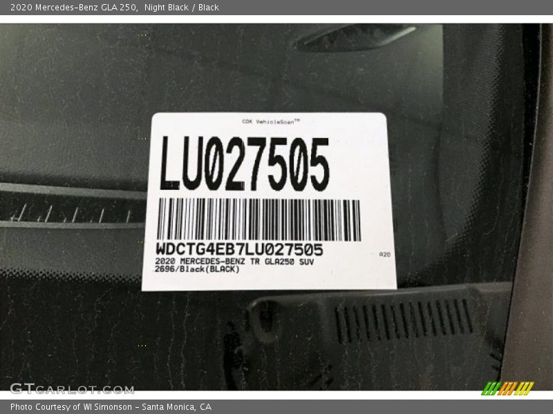 Night Black / Black 2020 Mercedes-Benz GLA 250