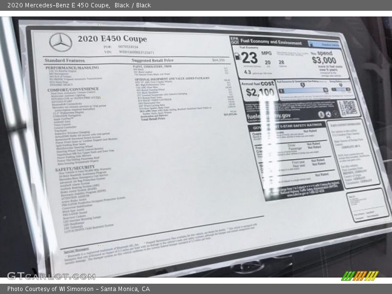 Black / Black 2020 Mercedes-Benz E 450 Coupe