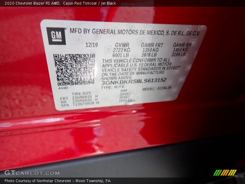 Cajun Red Tintcoat / Jet Black 2020 Chevrolet Blazer RS AWD