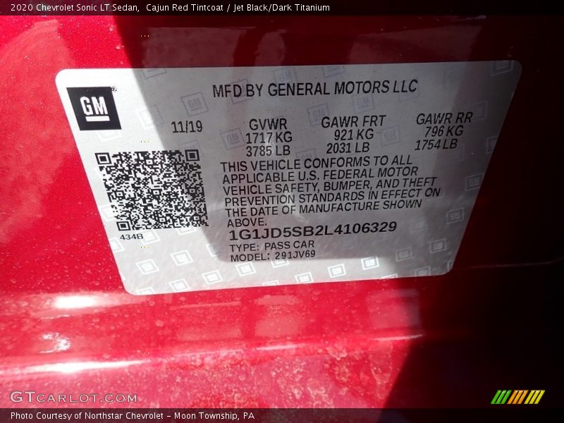 Cajun Red Tintcoat / Jet Black/Dark Titanium 2020 Chevrolet Sonic LT Sedan