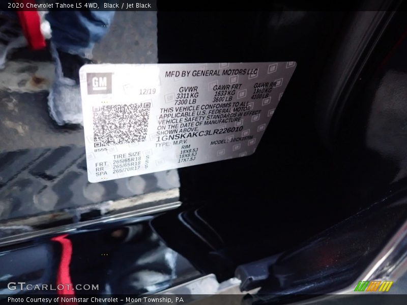 Black / Jet Black 2020 Chevrolet Tahoe LS 4WD