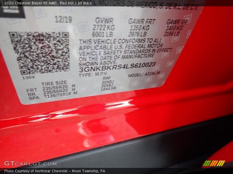 Red Hot / Jet Black 2020 Chevrolet Blazer RS AWD