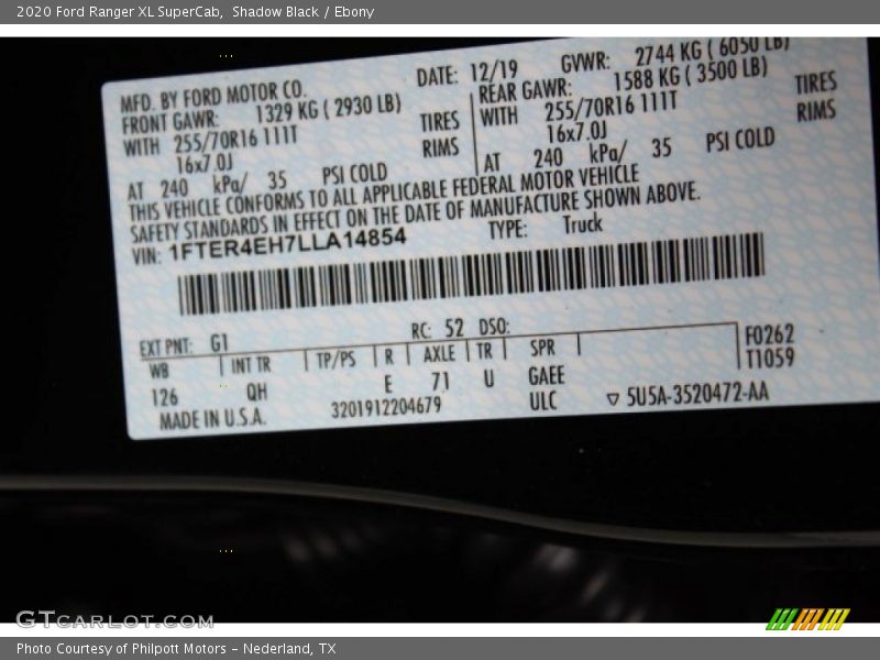 Shadow Black / Ebony 2020 Ford Ranger XL SuperCab