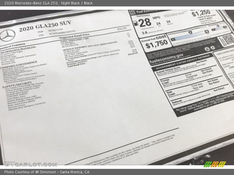 Night Black / Black 2020 Mercedes-Benz GLA 250