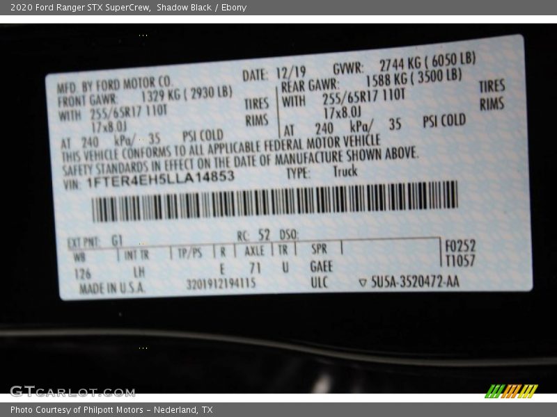 Shadow Black / Ebony 2020 Ford Ranger STX SuperCrew