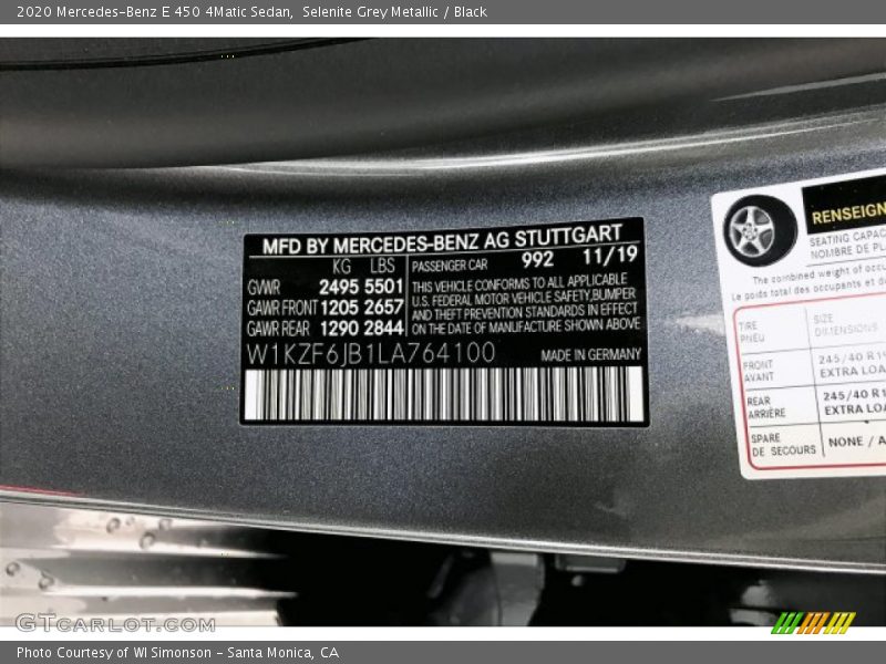 Selenite Grey Metallic / Black 2020 Mercedes-Benz E 450 4Matic Sedan