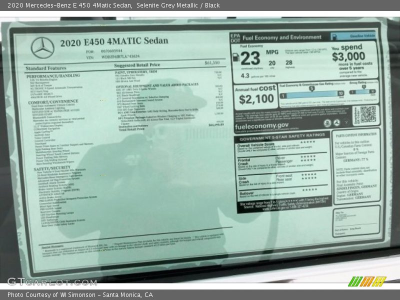 Selenite Grey Metallic / Black 2020 Mercedes-Benz E 450 4Matic Sedan