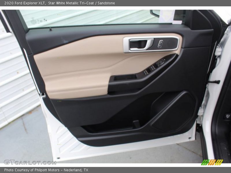 Star White Metallic Tri-Coat / Sandstone 2020 Ford Explorer XLT