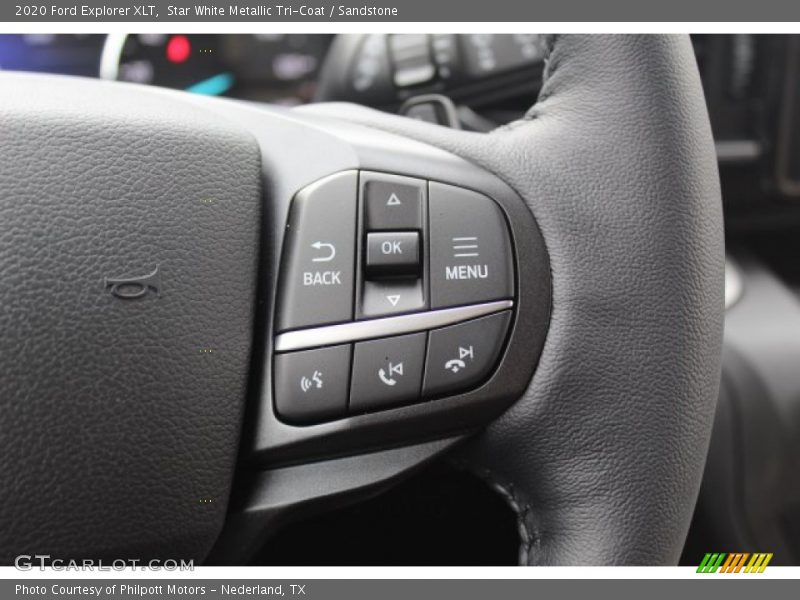 Star White Metallic Tri-Coat / Sandstone 2020 Ford Explorer XLT