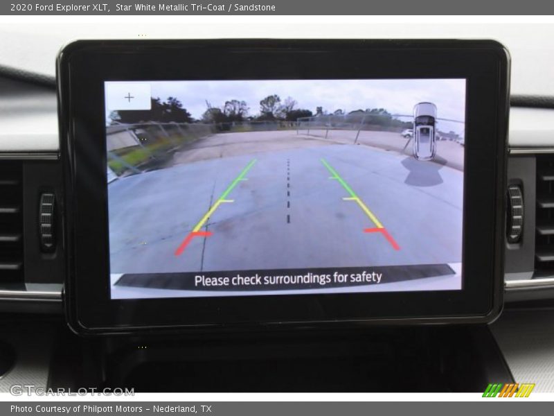 Star White Metallic Tri-Coat / Sandstone 2020 Ford Explorer XLT