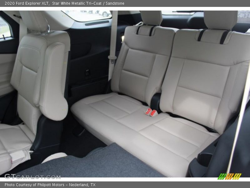 Star White Metallic Tri-Coat / Sandstone 2020 Ford Explorer XLT