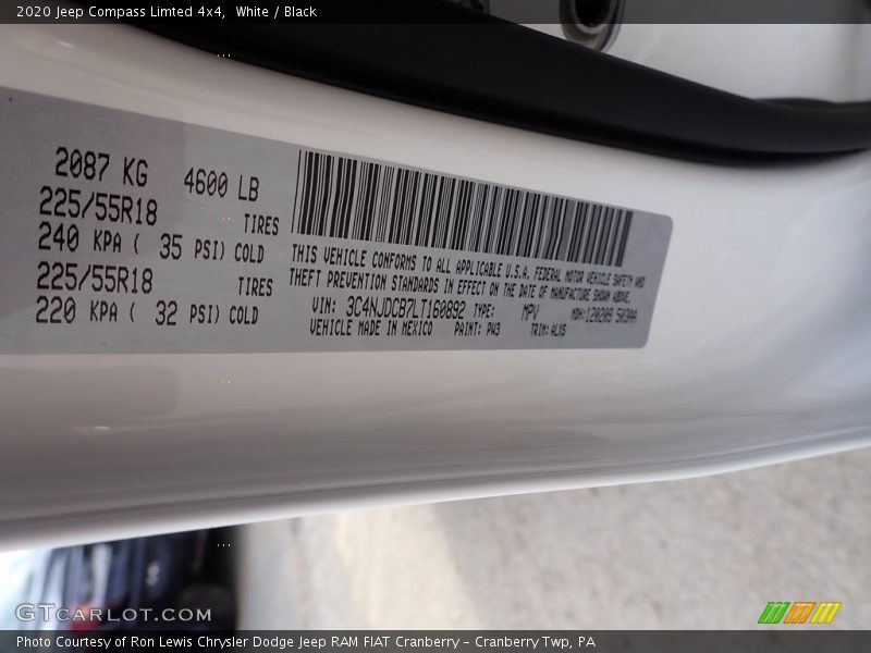 White / Black 2020 Jeep Compass Limted 4x4