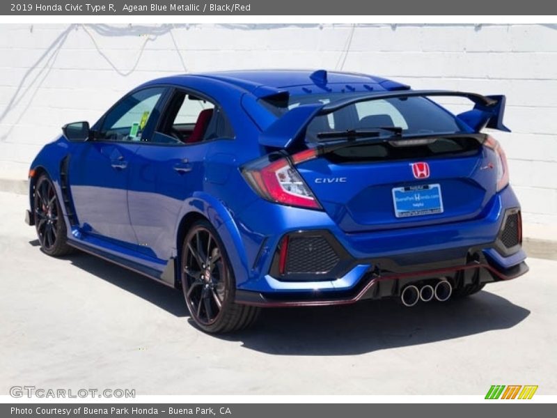 Agean Blue Metallic / Black/Red 2019 Honda Civic Type R