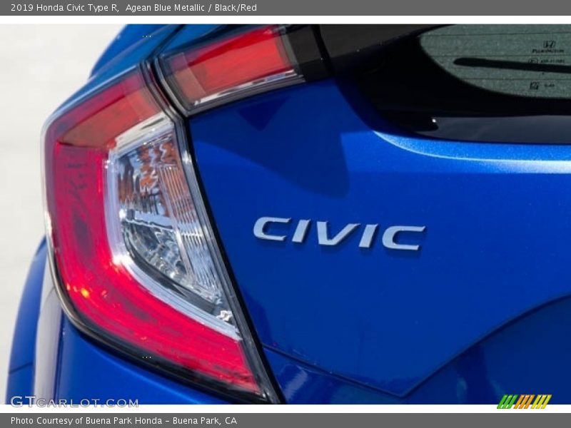 Agean Blue Metallic / Black/Red 2019 Honda Civic Type R
