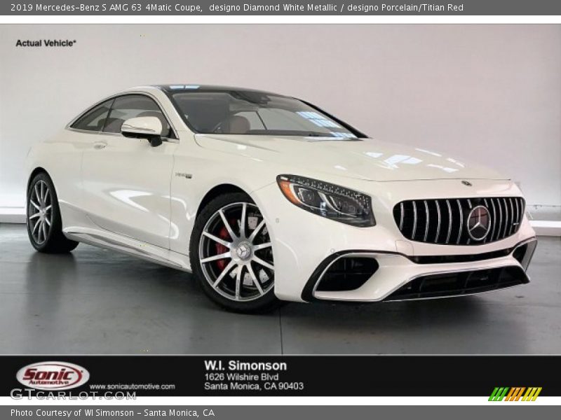 designo Diamond White Metallic / designo Porcelain/Titian Red 2019 Mercedes-Benz S AMG 63 4Matic Coupe