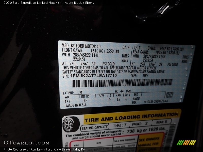 2020 Expedition Limited Max 4x4 Agate Black Color Code UM