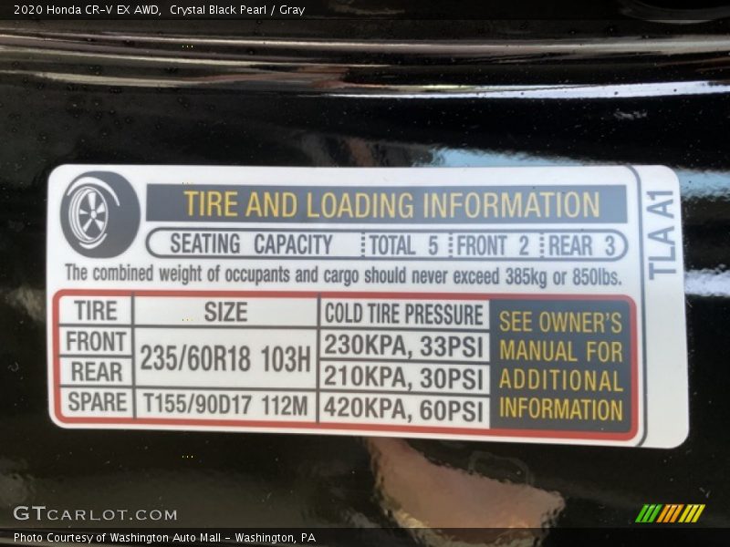 Crystal Black Pearl / Gray 2020 Honda CR-V EX AWD
