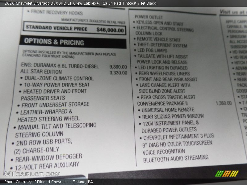 Cajun Red Tintcoat / Jet Black 2020 Chevrolet Silverado 3500HD LT Crew Cab 4x4