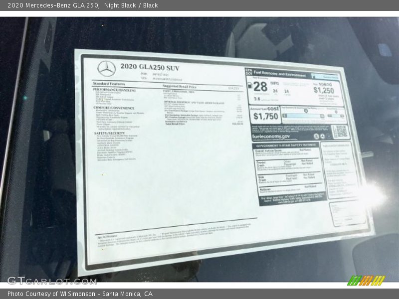Night Black / Black 2020 Mercedes-Benz GLA 250