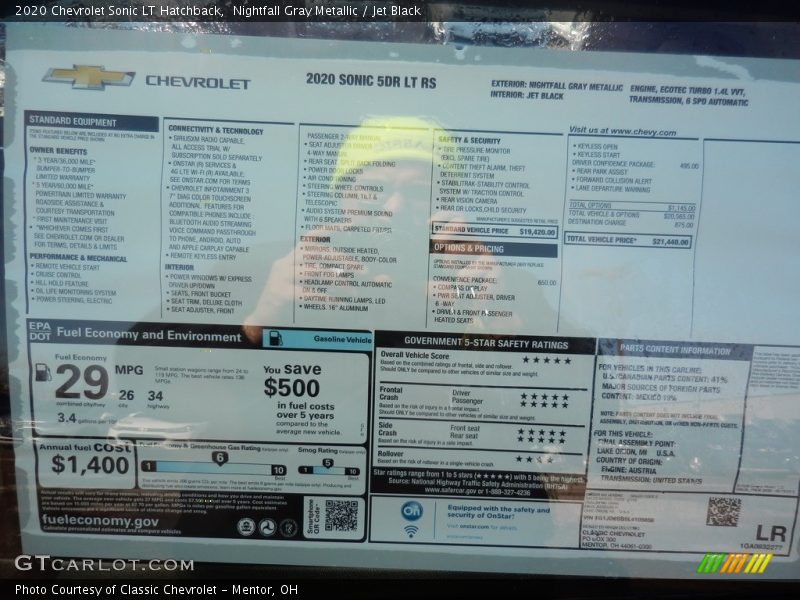 Nightfall Gray Metallic / Jet Black 2020 Chevrolet Sonic LT Hatchback