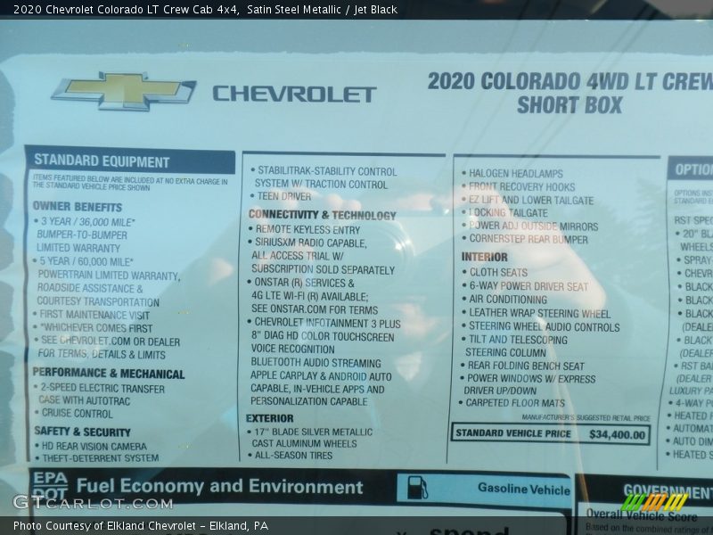  2020 Colorado LT Crew Cab 4x4 Window Sticker