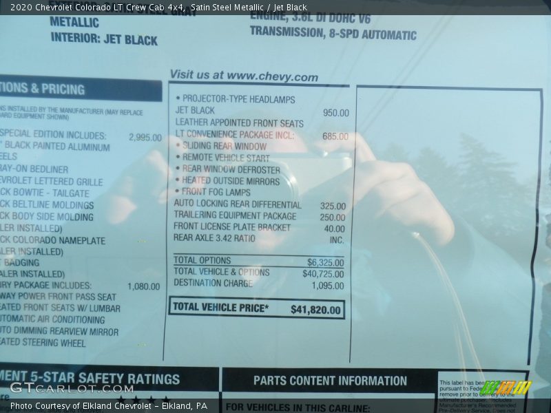  2020 Colorado LT Crew Cab 4x4 Window Sticker