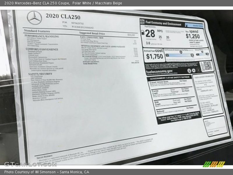 Polar White / Macchiato Beige 2020 Mercedes-Benz CLA 250 Coupe
