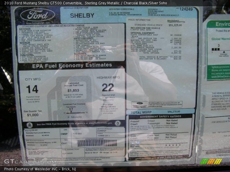 Sterling Grey Metallic / Charcoal Black/Silver Soho 2010 Ford Mustang Shelby GT500 Convertible