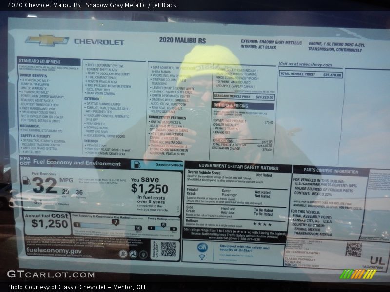 Shadow Gray Metallic / Jet Black 2020 Chevrolet Malibu RS