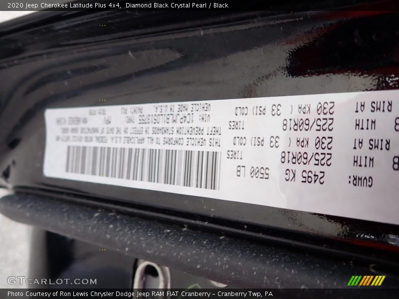 Diamond Black Crystal Pearl / Black 2020 Jeep Cherokee Latitude Plus 4x4