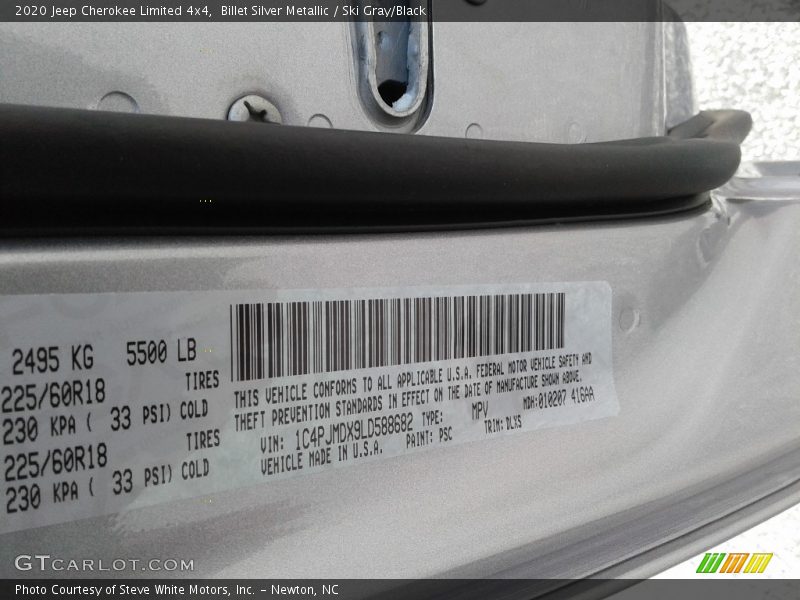 2020 Cherokee Limited 4x4 Billet Silver Metallic Color Code PSC