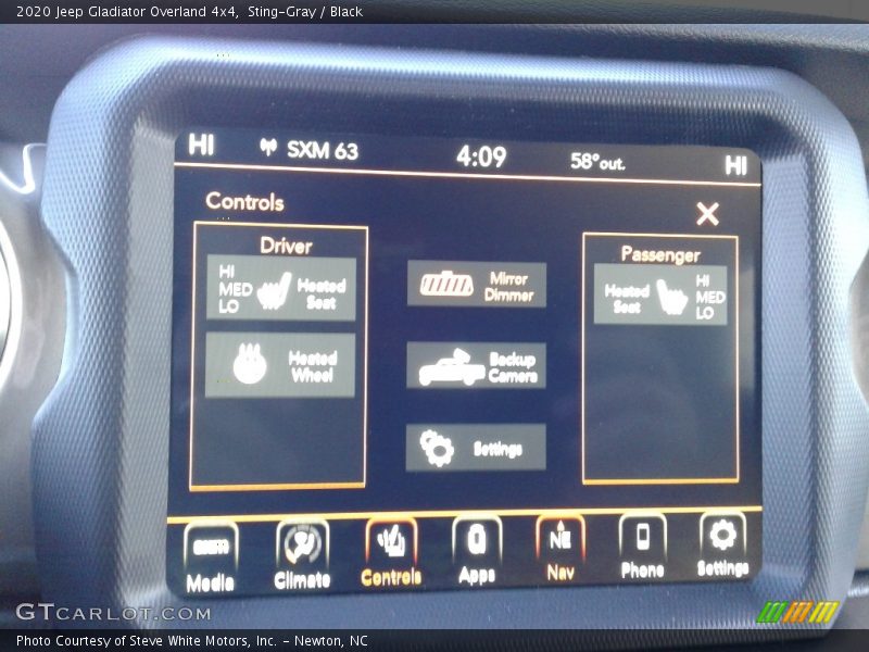 Controls of 2020 Gladiator Overland 4x4