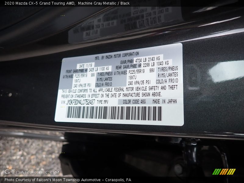 Machine Gray Metallic / Black 2020 Mazda CX-5 Grand Touring AWD
