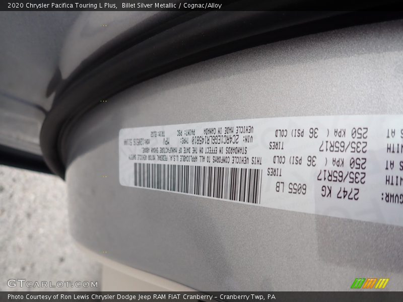 Billet Silver Metallic / Cognac/Alloy 2020 Chrysler Pacifica Touring L Plus