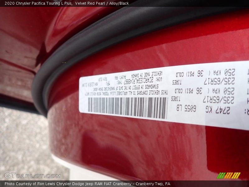 Velvet Red Pearl / Alloy/Black 2020 Chrysler Pacifica Touring L Plus