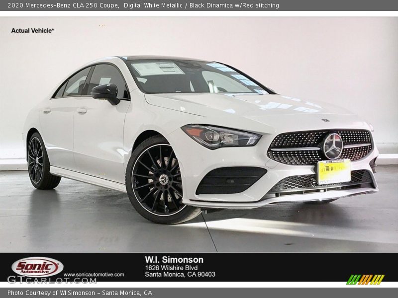 Digital White Metallic / Black Dinamica w/Red stitching 2020 Mercedes-Benz CLA 250 Coupe