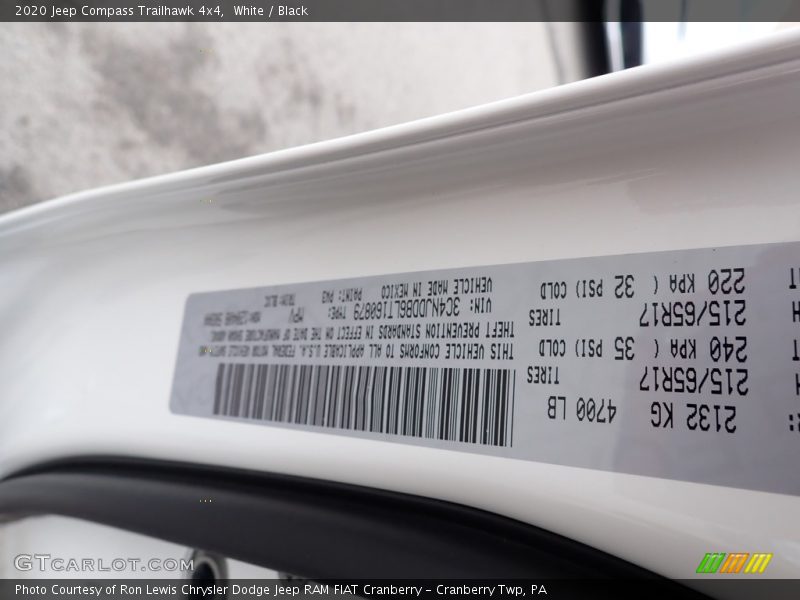 White / Black 2020 Jeep Compass Trailhawk 4x4