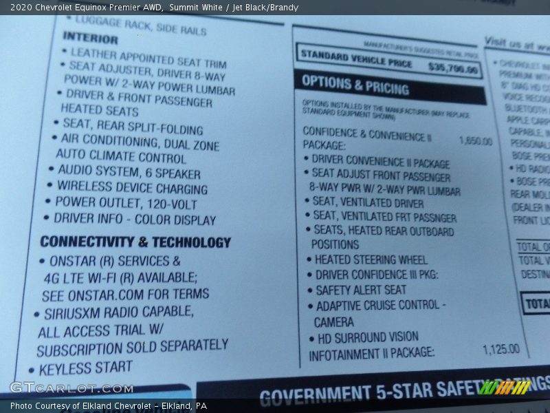 Summit White / Jet Black/Brandy 2020 Chevrolet Equinox Premier AWD