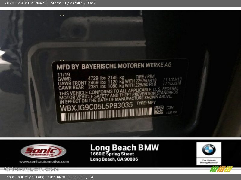 Storm Bay Metallic / Black 2020 BMW X1 xDrive28i