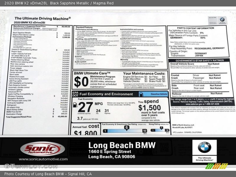 Black Sapphire Metallic / Magma Red 2020 BMW X2 xDrive28i