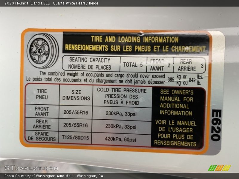 Quartz White Pearl / Beige 2020 Hyundai Elantra SEL