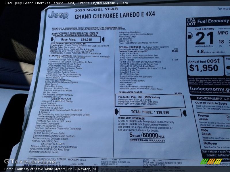 Granite Crystal Metallic / Black 2020 Jeep Grand Cherokee Laredo E 4x4
