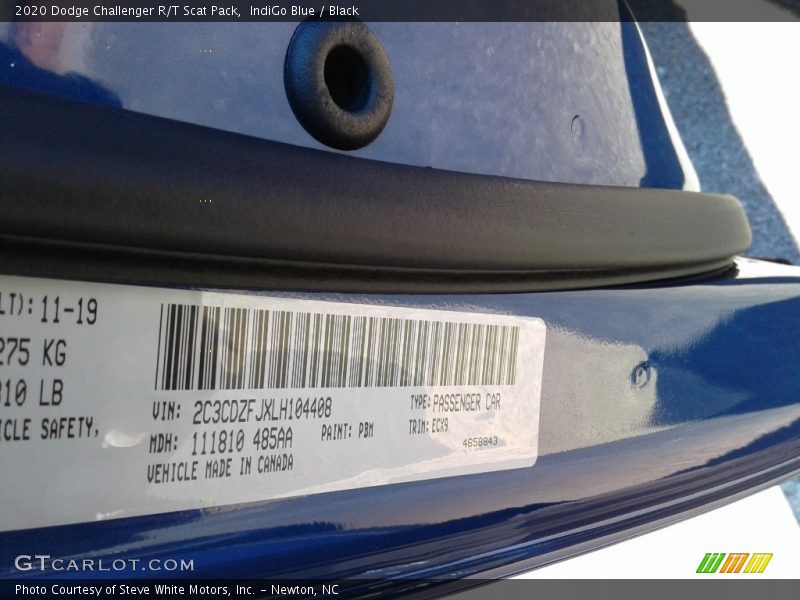 2020 Challenger R/T Scat Pack IndiGo Blue Color Code PBM
