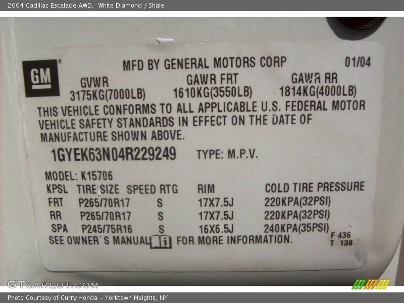 White Diamond / Shale 2004 Cadillac Escalade AWD