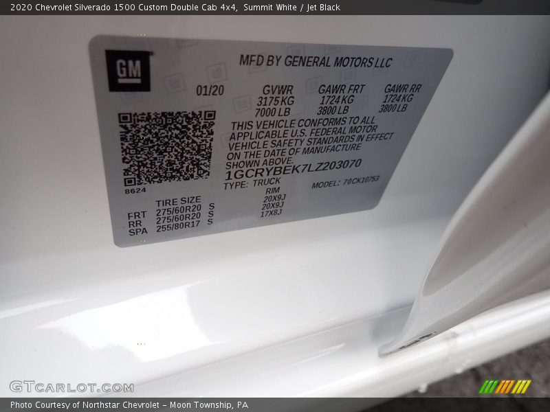 Summit White / Jet Black 2020 Chevrolet Silverado 1500 Custom Double Cab 4x4