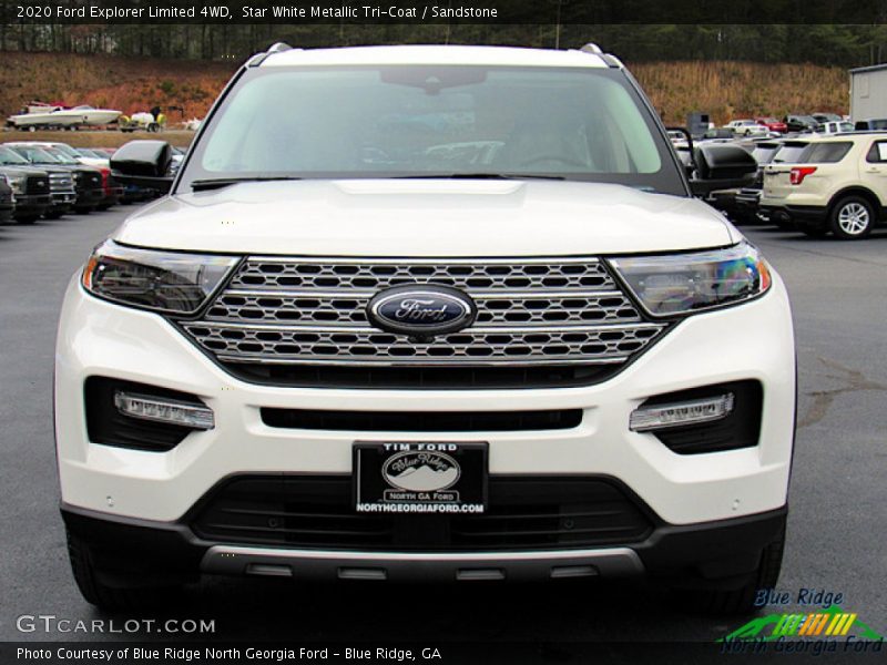 Star White Metallic Tri-Coat / Sandstone 2020 Ford Explorer Limited 4WD